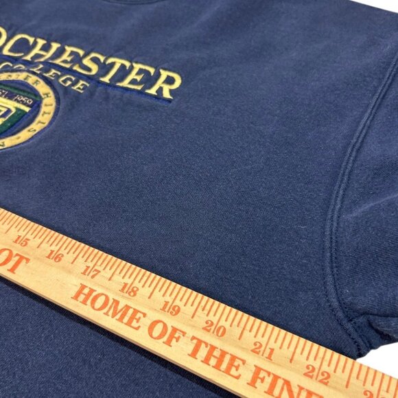 Vintage Jansport Rochester College Embroidered Navy Sweatshirt - Size Large - Picture 7 of 7